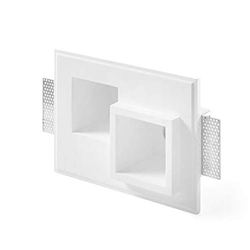 Faretto gesso bianco da incasso a soffitto design moderno decorativo quadrati due luci gu10 led