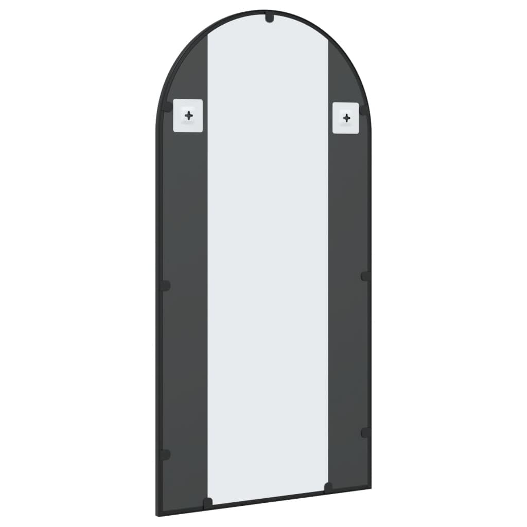 Wandspiegel Schwarz 50x100 cm Gewölbt mit pulverbeschichtetem Eisenrahmen, Glasspiegel für Badezimmer Schlafzimmer Flur, Wandmontage Ganzkörperspiegel zur Dekoration und Rasur