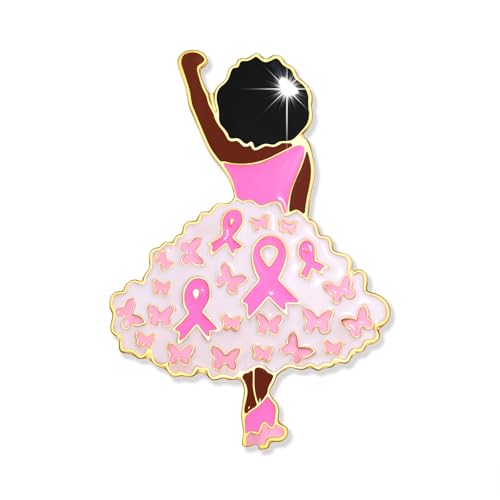 Image of Breast Cancer Pins Pink Ribbon Brooch Pins for Women Men Breast Cancer Awareness Accessories Pink Boxing Gloves Black Women Butterfly Brooches Breast Cancer Outfits Gifts