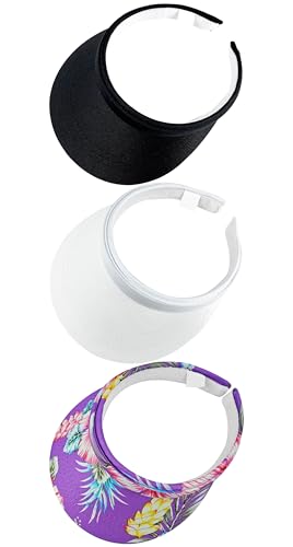 Image of 3 Pack Sports Sun Visor Hat Women Men Adjustable Clip On Visors Outdoor Golf Beach Cap