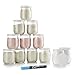 Monboco | lot de 12 Pots de yaourt en verre avec couvercles blancs hermétiques | Fabrication Française | yaourtière & robots (thermomix, cookeo, etc) |142 ML / 125G | Feutre craie pour verre effaçable