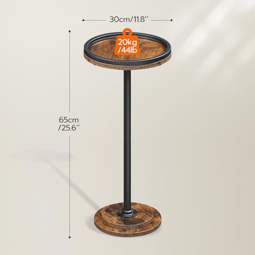 HOOBRO Small Side Table, Drink Table, Round Coffee End Table for Small Spaces, Martini Table, Pedestal Table for Living Room, Bedroom, Sofa Couch, Rustic Brown BF168BZ01 by HOOBRO - Image 3