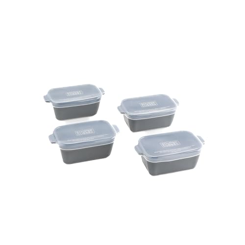 Image of Souper Cubes Ceramic Baking Dishes 2.0-5 inch x 3 inch Small Casserole Dishes for Oven with Silicone Lids, Oven, Microwave and Air Fryer Safe,USA Made, Set of 4 - Charcoal