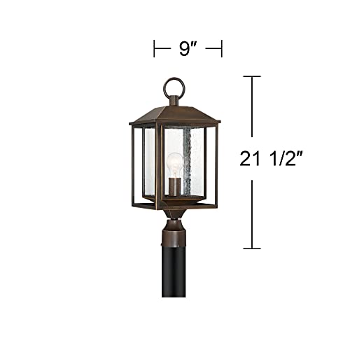 John Timberland Califa Mission Outdoor Post Light Fixture Brown Bronze Metal 21 1/2" Textured Clear Glass For Exterior House Porch Patio Outside Deck Garage Yard Garden Driveway Lawn Walkway #TOP3