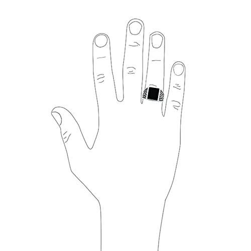 Bague signet rectangle onyx noir argent au style rétro chic - 4