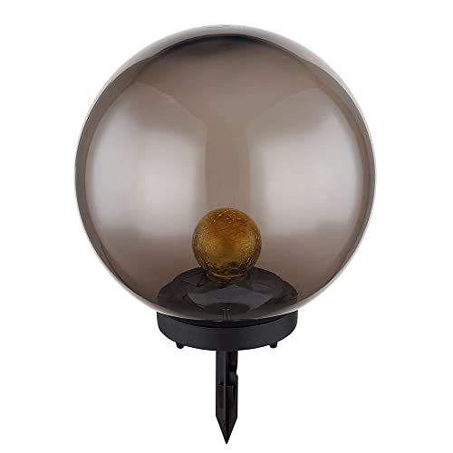 Kugel Solarleuchten für den Garten rund LED Solar Gartenleuchten Kugel Solarkugel 25 cm für Außen, Crackle Glas, 1x LED warmweiß, DxH 25x38,5 cm