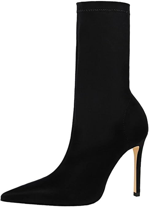 Women’s Pointed Toe Stiletto High Heel Ankle Booties Fashion Stiletto Sock Pointed Toe High Heel Stretch Ankle Boots