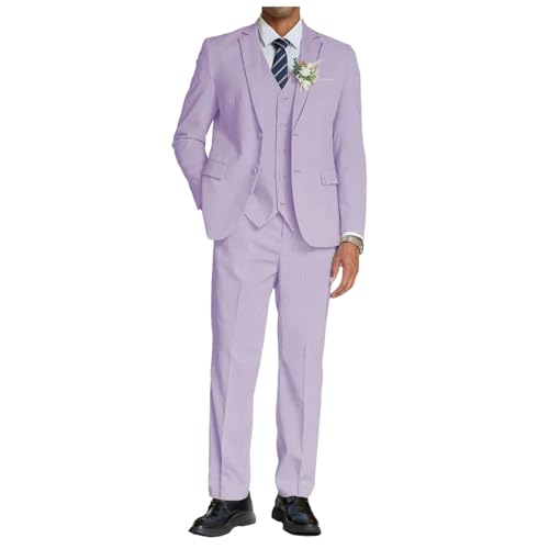 Men Suit Jacket Vest Pants Business Banquet Wedding Fashion Slim Fit 3-Piece Purple