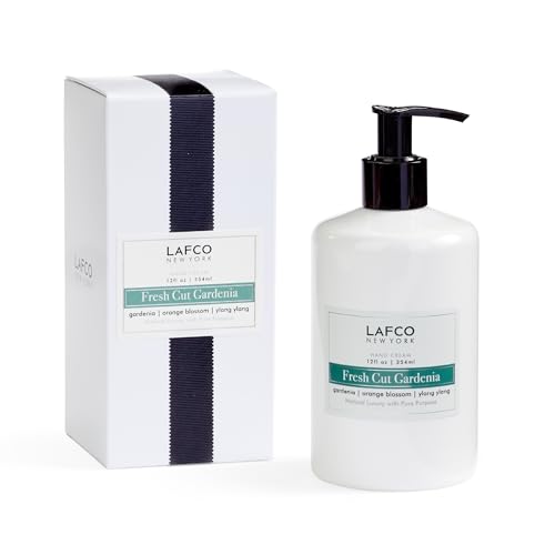 LAFCO New York Hand Cream, Fresh Cut Gardenia - 12 oz - Restores & Repairs Skin - All Skin Types - Hypoallergenic, Synthetic Free & Cruelty Free - Made in Italy