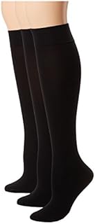 HUE womens Soft Opaque Knee High (Pack of 3) dress socks, Black, 1 US