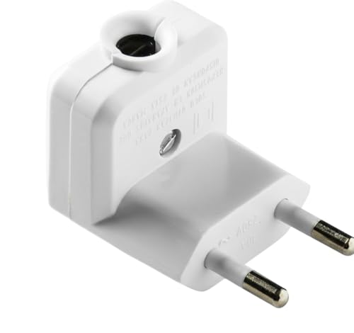 WEBMATEL Clavija Enchufe Trasmueble Acodado | Enchufe Bipolar Macho Angular | Clavija Salida Cable Lateral | 10A | 250V | IP20 | 2300W | IK06 | Blanco |