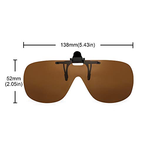 Image of JM Polarized Clip on Sunglasses Frameless Flip Up One Piece Shield Lens for Prescription Glasses