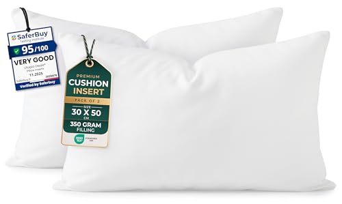 Utopia Bedding Cushion Inserts Hollowfibre Inner Pads for Sofa or Bed Cushions Fillers (2 White 30x50 cm)