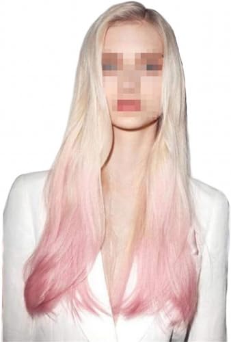 Pelucas Delanteras de Encaje Rubio Degradado Pelucas Sintéticas de Parte Media Rosa para Mujeres Peluca Recta Natural Larga