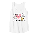 Womens Peace Love Ice Cream Cute for Girls Teens Women Summer Tank Top