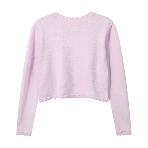 Image of Girls Cardigan Bolero Ruffle Open Front Button Cover-Up 3-12Y
