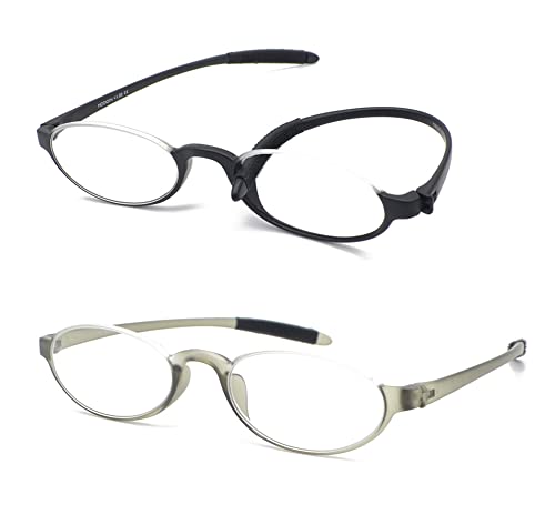 Mcoorn Lunettes de Lecture Ovale Flexible Lumière pour Femme Homme, Lunettes de Presbytie Demi Monture avec Étui, Dioptries +2.25 – vue 3