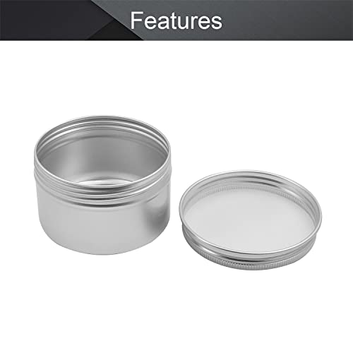 Image of Othmro 12pcs 2.7oz Metal Round Tins Aluminum Tin Cans Containers with Screw Lid, 68 * 42mm(DxH) Silver tin cans for Salve, Spices, Lip Balm, Tea or Candies 120ml