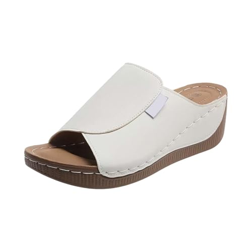 Kilklackar för kvinnor mjuka sulsandaler för kvinnor gummisandaler för domstolsskor för Storbritannien innersulor för kvinnor ortopedisk svart ortopedisk sko, Vitt, 37 EU