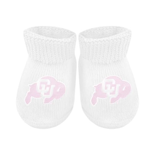 Baby Bootie Sock - Colorado Buffaloes - White/Pink - Newborn - 6 Mos
