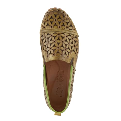Image of Spring Step Flowerflow Shoes for Women - Leather Womens Loafer with Floral Laser Cutout - Comfortale Slip-On Shoes for Womens