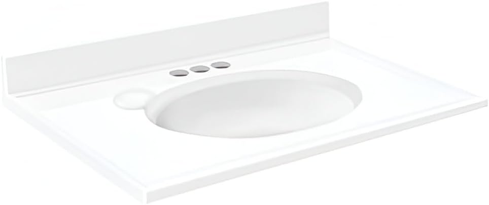 Transolid 1409-7320 37-in x 19-in Cultured Marble Bathroom Vanity Top in White