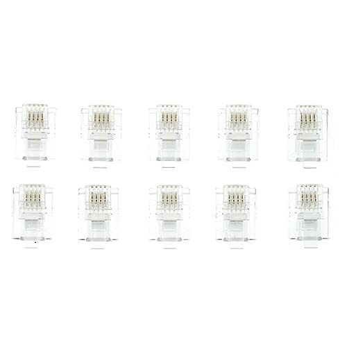 CABLEPELADO Lot de 10 connecteurs RJ11, connecteurs téléphoniques modulaires, connecteur 6P4C | AWG26 | Convient pour les applications téléphoniques, fax, vocales dans les systèmes de câblage