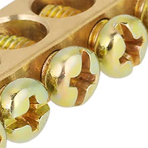 Bordstract Terminal Ground Bar, 10 Hole Terminal Block Electrical Grounding Bar Distribution Wire Screw Brass Ground Neutral Bar For Power Distribution Cabinets Lighting Boxes #TOP6