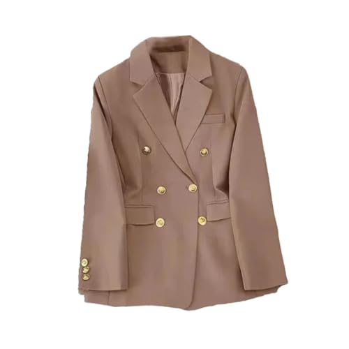 Costume basique ample femme blazer kaki droit chic veste manches longues taille S