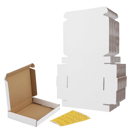 Image of RLAVBL 7x5x1 Shipping Boxes Set of 30, White Corrugated Cardboard Mailer Box for Packing Mailing Small Business