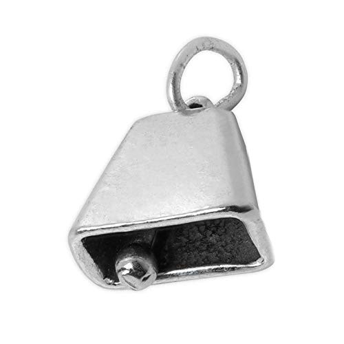 Cowbell Movable 3D 925 Solid Sterling Silver Charm Pendant Bracelet Jewelry Making Supply