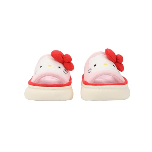 Bioworld Hello Kitty 3D Character Face Art Women's Pink & White Striped Open-Toed Slide Slippers4