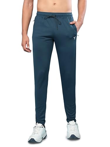 Image of TECHNOSPORT Men Mid Rise Solid Regular Fit Track Pant with Technodry, Antimicrobail for Gym, Workout, Sports and Regular Use