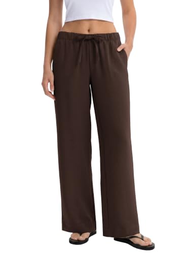 Abonlen Wide Leg Pants for Women Casual Flowy Crepe Trousers