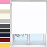 Ev Dekor Blackout Roller Blinds - White 114 Width 165 cm Drop, Thermal Insulated Fabric Child Safe, Easy to Install and Use Blackout Roller Trimmable Blind UV Protection Home Office Window Blinds