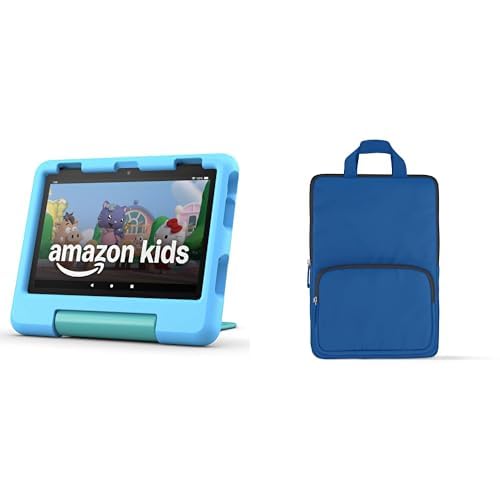Amazon Fire HD 8 Kids Tablet Sleeve Bundle — Bundle includes Amazon Fire HD 8 Kids table (32GB, Blue) & Denim Carrying Case