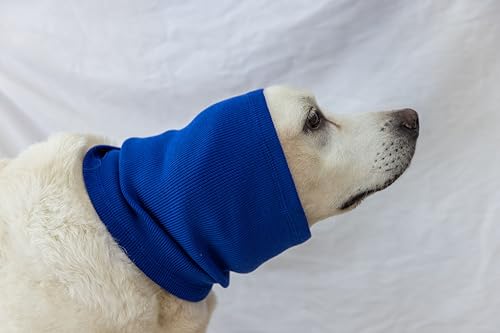 Image of Calming Dog Snood - Anti-Anxiety Ear Cover Neck Gaiter Safe & Sound Noise Reduction Dog Ear Snood Blue L
