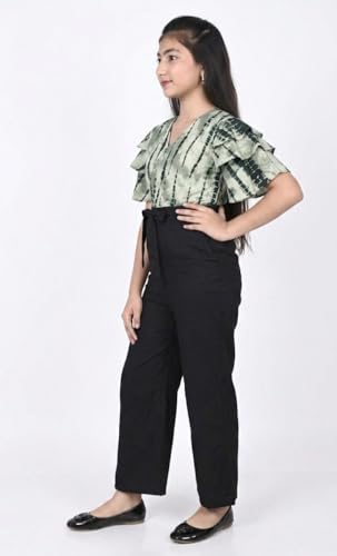Image of Girls Flared Sleeves Printed Jumpsuit-66
