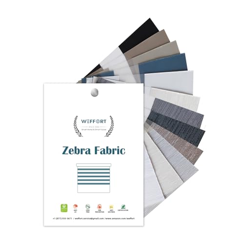 WEFFORT Motorized Zebra Shades Fabric Sample Smart Blinds Compatible with Alexa, HomeKit,Google Home, Remote Control Blinds Electric Blinds with Remote for Windows Smart Home