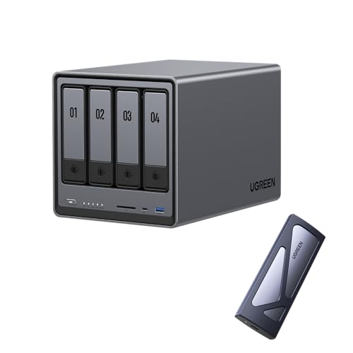 UGREEN NAS DXP4800 4-Bay NAS�o���h���AM.2 SSD �O�t���P�[�X�t���AIntel N100 �N���b�h�R�A CPU�A8GB DDR5 RAM�A32G eMMC�A2 * 2.5GbE�A2 * M.2 NVMe �X���b�g�A4K HD