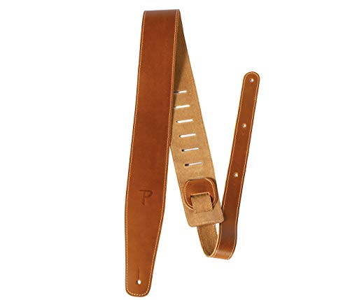 Perriu0092s Leathers Ltd Guitar Strap, 2.5u0094 Wide Baseball Leather, Adjustable Length, (SP25S-7164) Sunflower, Made in Canada