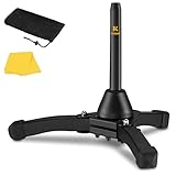 KORDOS Flute Stand Portable, Stable Metal Tripod Stand Holder Foldable for Flute Oboe Clarinet Straight Saxophone Wind Instrument with Flannel Bag and Cleaning Cloth