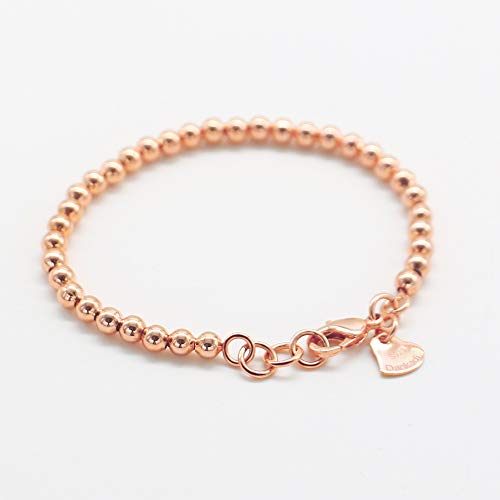 Dankadi New Women's 925 Sterling Silver Bracelet Minimalist 4-6MM Round Bead Chain Solid Silver Bracelet Charm Jewelry Lobster Claw Clasp (Rose gold 4mm13cm Pendant) by Dankadi - Used condition - Image 6