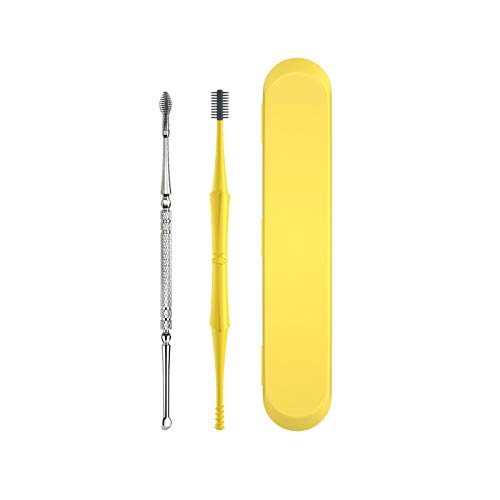Paquete de 2 Cucharas Limpiadoras de Oídos, Herramienta de Limpieza de Oídos en Espiral, Resorte en Espiral de Acero Inoxidable, Juego de Púas de Oído de Doble Extremo para