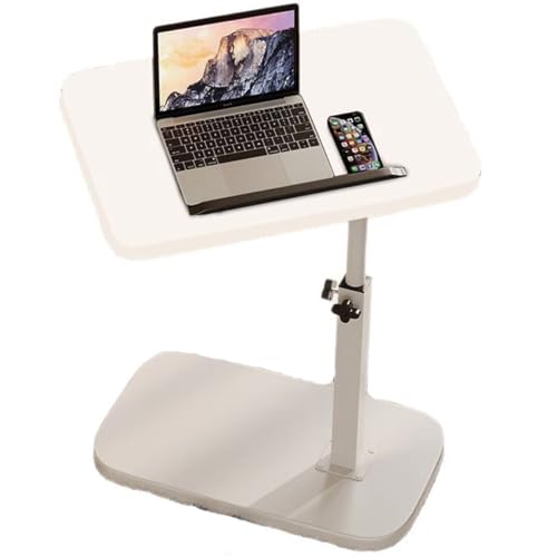 BSTMOME Plateau TV, hauteur réglable et panneau rabattable à 90°, table d'appoint pour canapé, canapé, lit, dîner ou petits espaces (blanc)