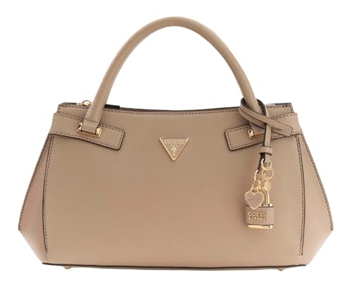 Sac à main GUESS Serenova Girlfriend Satchel beige Pale Mocha porté épaule et bandoulière