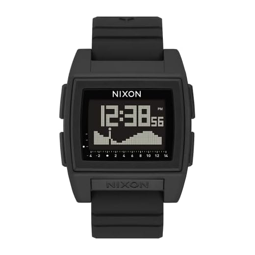 NIXON Base Tide Pro A1212 - Black - 100m Water Resistant Men's Digital Surf Watch (42mm Watch Face, 24mm Pu/Rubber/Silicone Band)