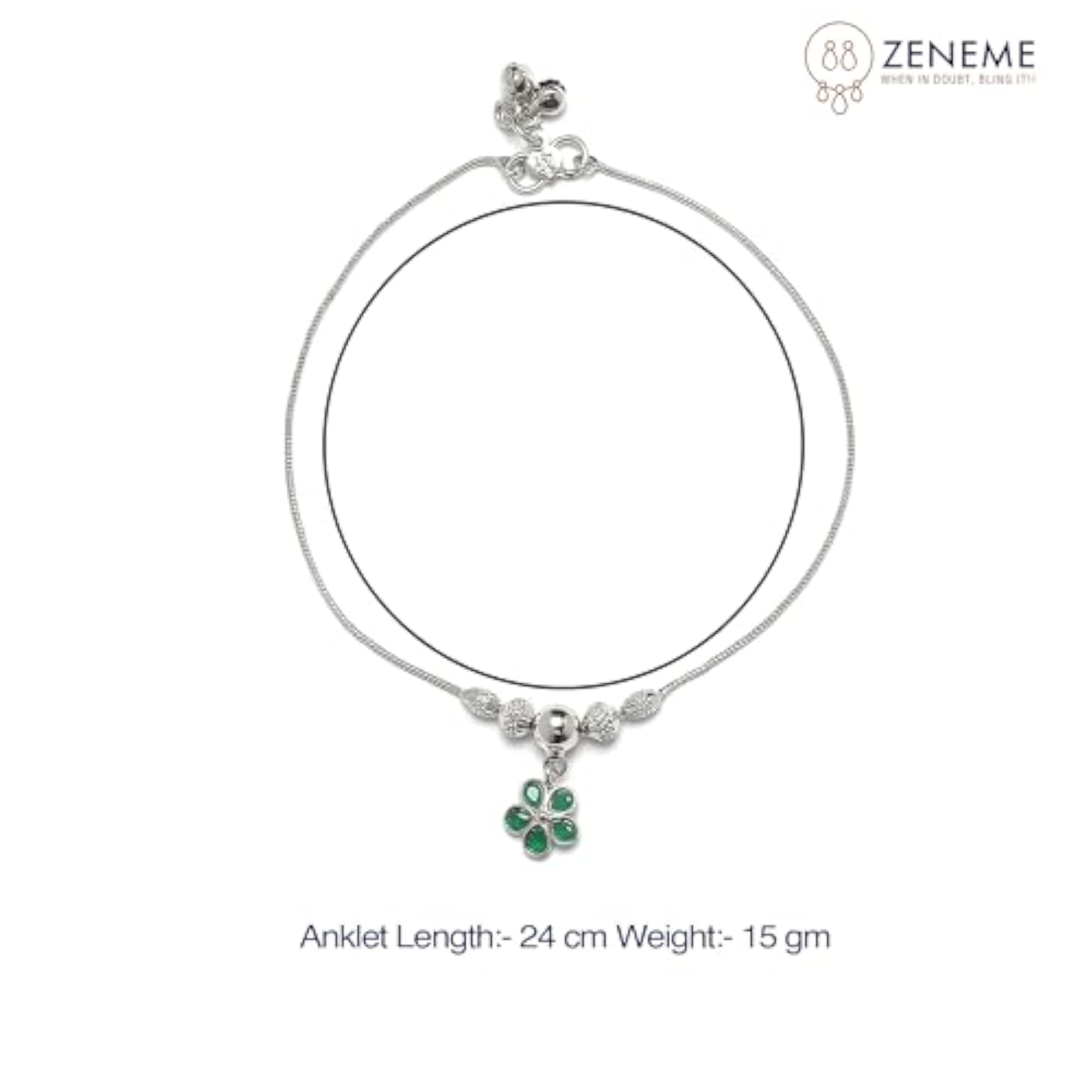 Set Of 2 American Diamond Floral Anklets