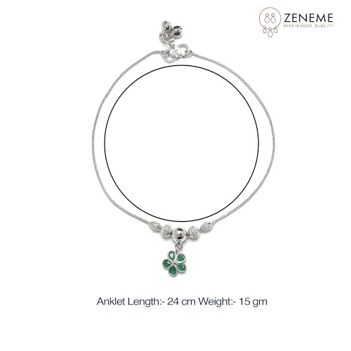 Set Of 2 American Diamond Floral Anklets