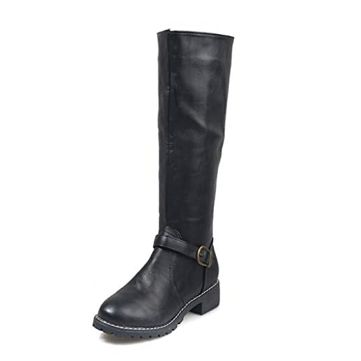 UMore Botas Altas Invierno Mujer, Camfosy Botas de Nieve Caña Ancha Zapatos Mujer Cuña Planos Sintética Peluche Jinete Bajo Cómodos Peludas Calentitas 2021